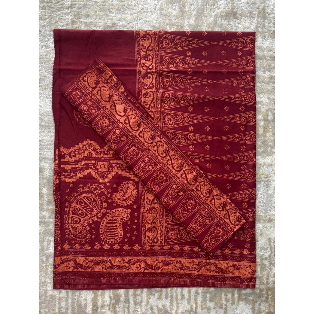 [ARINIbatik] BATIK JAMBI - Set Kain sarung Selendang / Bawahan Katun Halus Motif Kapal Sanggat & Bun