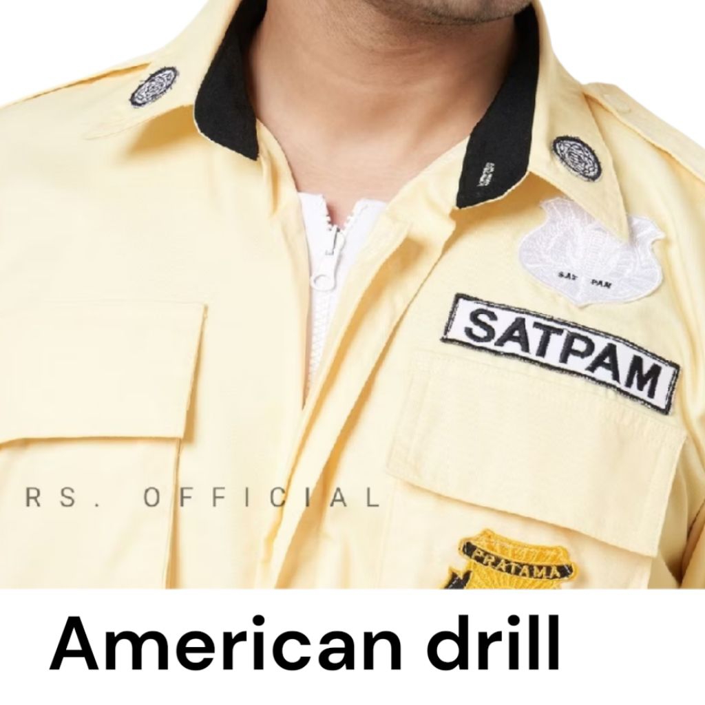 Setelan Seragam Satpam PDL Terbaru 2026 Cream Premium | Bahan UNIONE Drill Original | Baju Security 