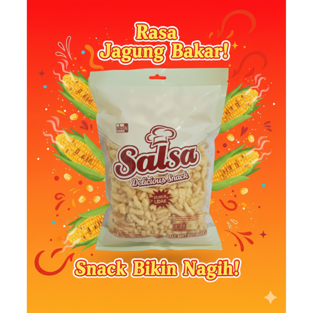 Salsa Twist Corn Snack Cemilan Keripik Rasa Jagung Bakar 250gr