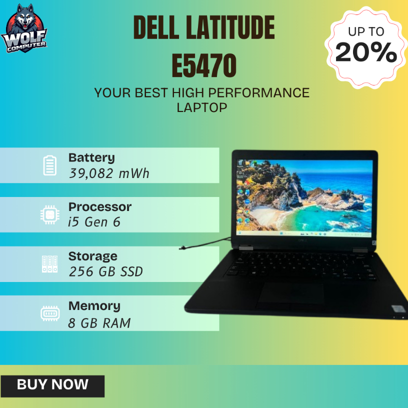 DELL LATITUDE E5470 CORE i5 GEN 6 - RAM 8GB - SSD 256GB - FREE MOUSE, BAG AND KEYBOARD PROTECTOR (Ji