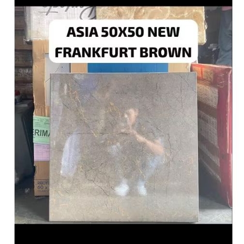 Keramik lantai 50x50 motip marmer Frankfurt brown