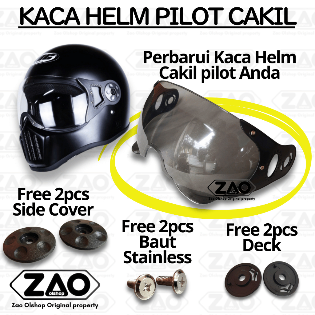 KACA HELM PILOT CAKIL RETRO KLASIK FULL FACE