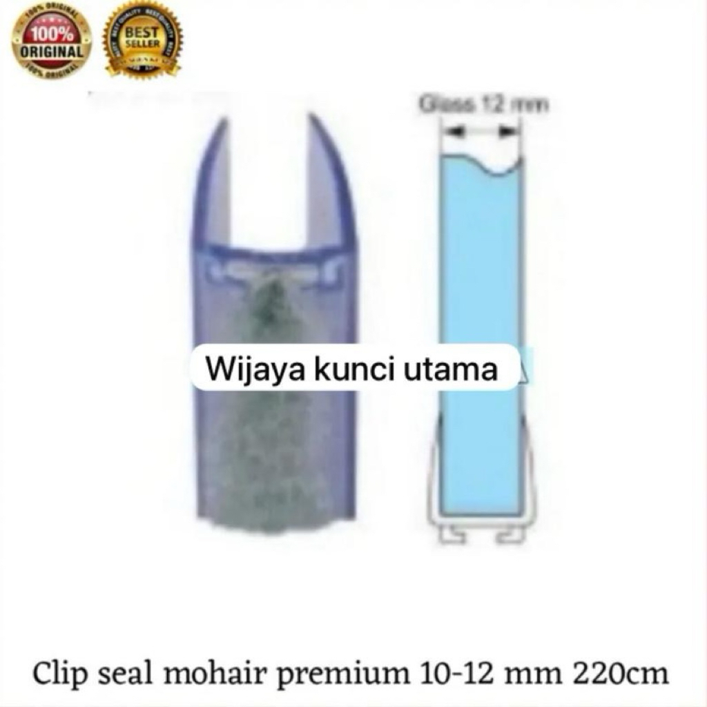 Clip seal bulu mohair pintu kaca 10-12 MM mohair seal pintu kaca premium