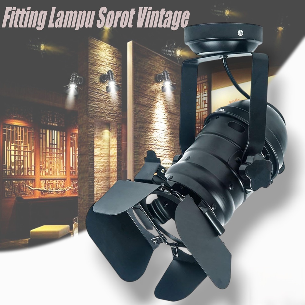 Lampu Rel Studio Housing Track E27 Fitting Lampu Sorot Vintage Spot Light Track Light Studio E27