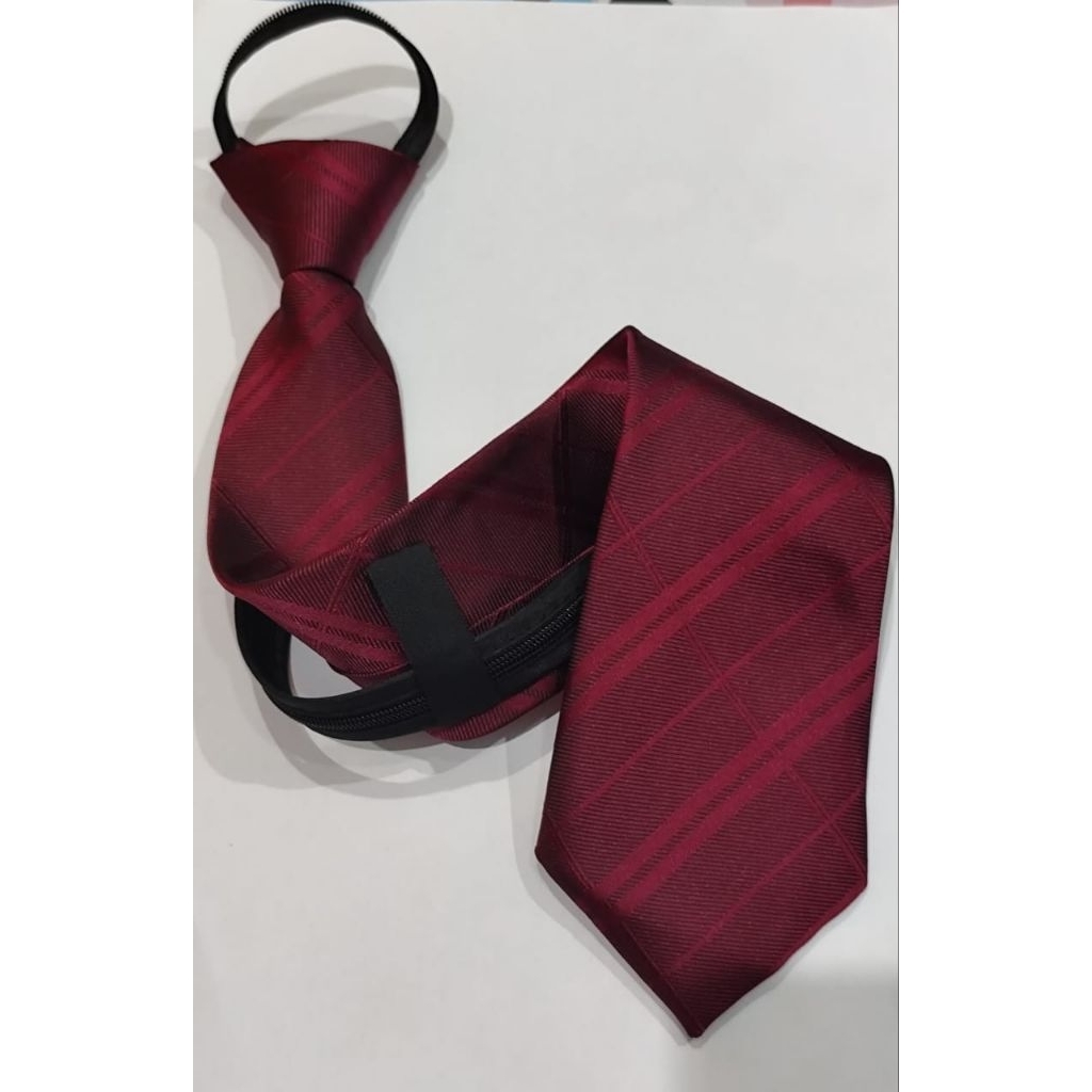 Dasi Merah Garis Dasi Kantor Dasi Instan Resleting Siap Pakai
