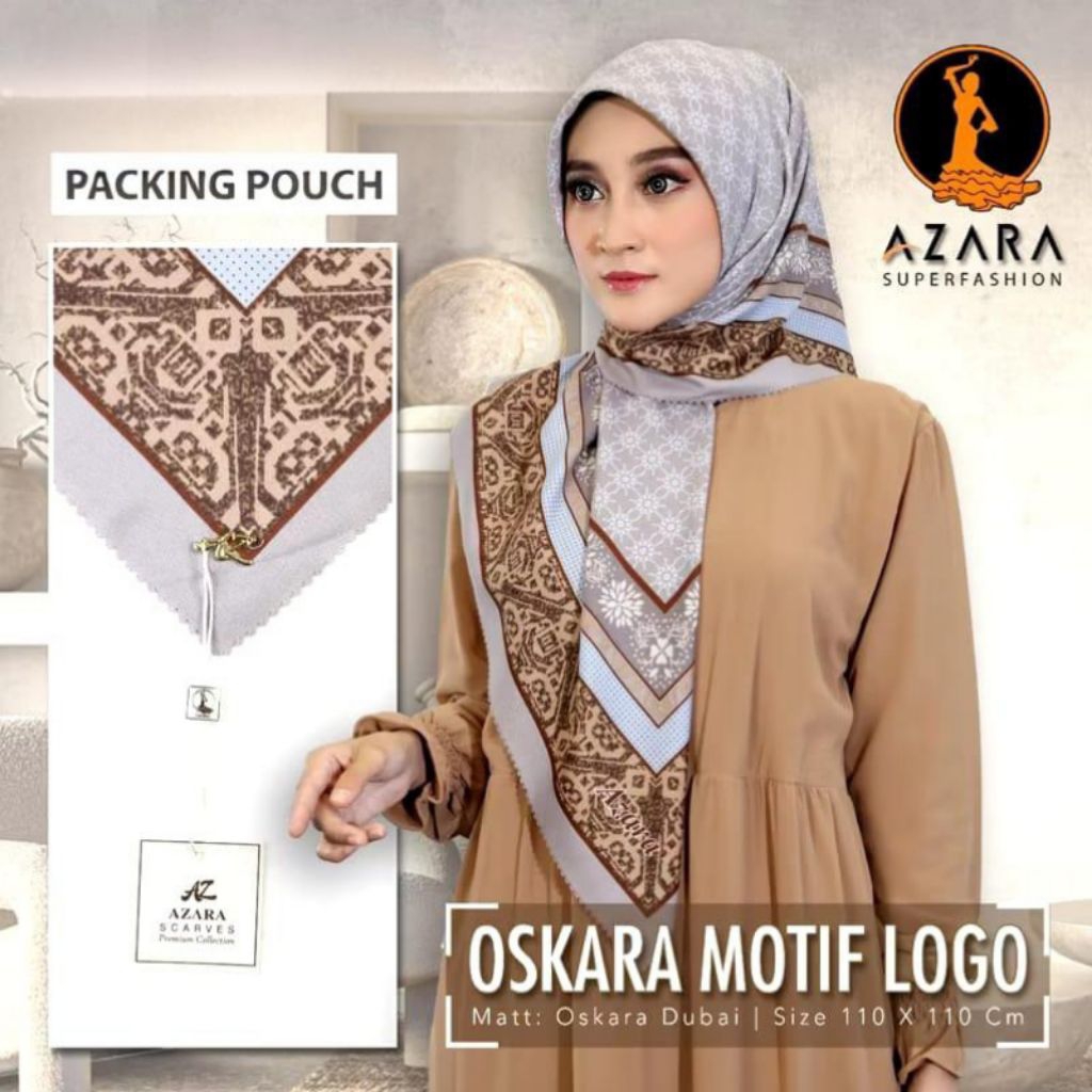 Azara Motif / Azara Motif Metal Logo / Hijab Segiempat Azara Motif Pouch