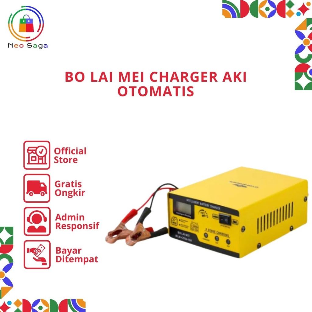 BO Lai Mei Charger Aki Otomatis Mobil Motor Kendaraan 12V/24V 200AH