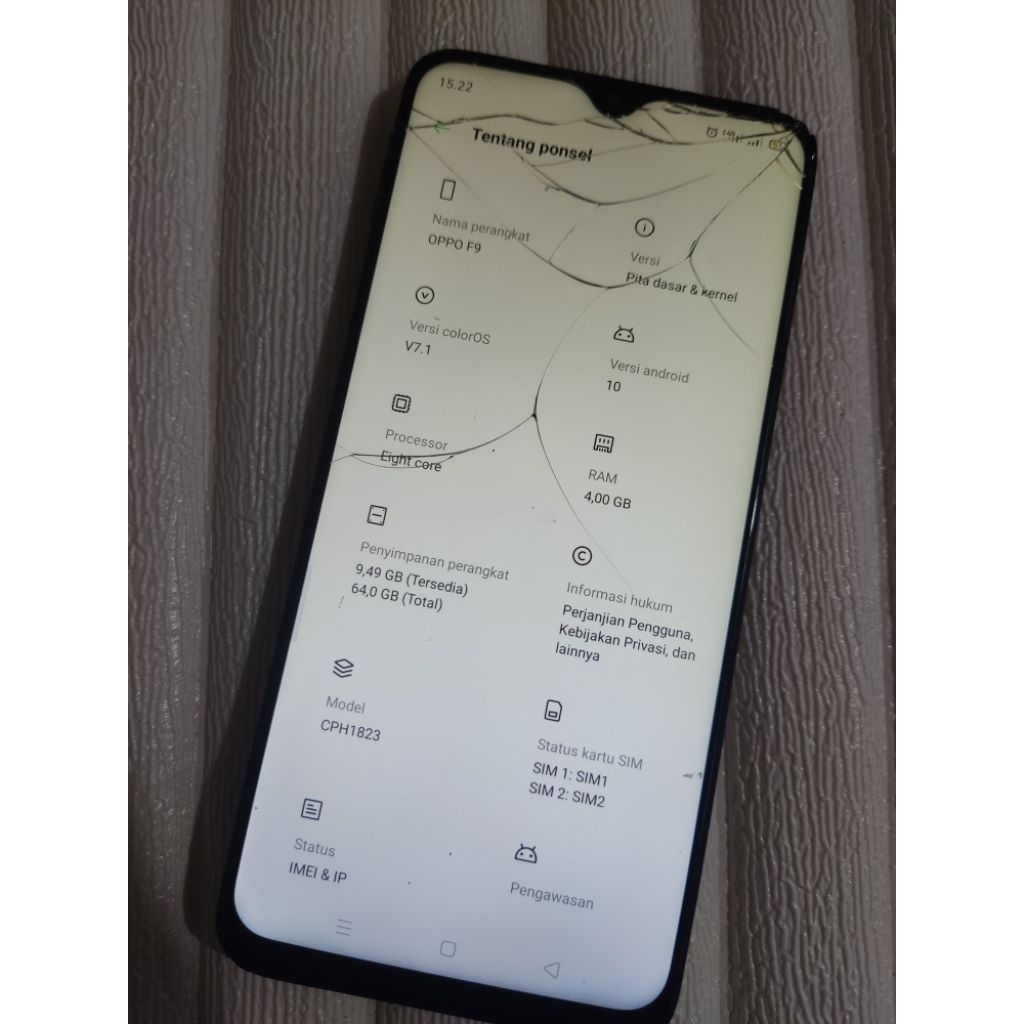 Mesin Oppo F9 Hidup Minus