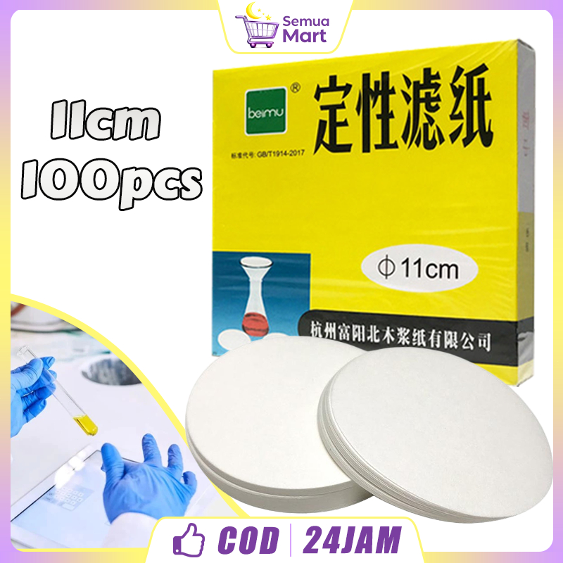 100 Pcs Kertas Filter Halus Laboratorium 11cm Bulat Lembaran Kertas Saring Eksperimen Kimia