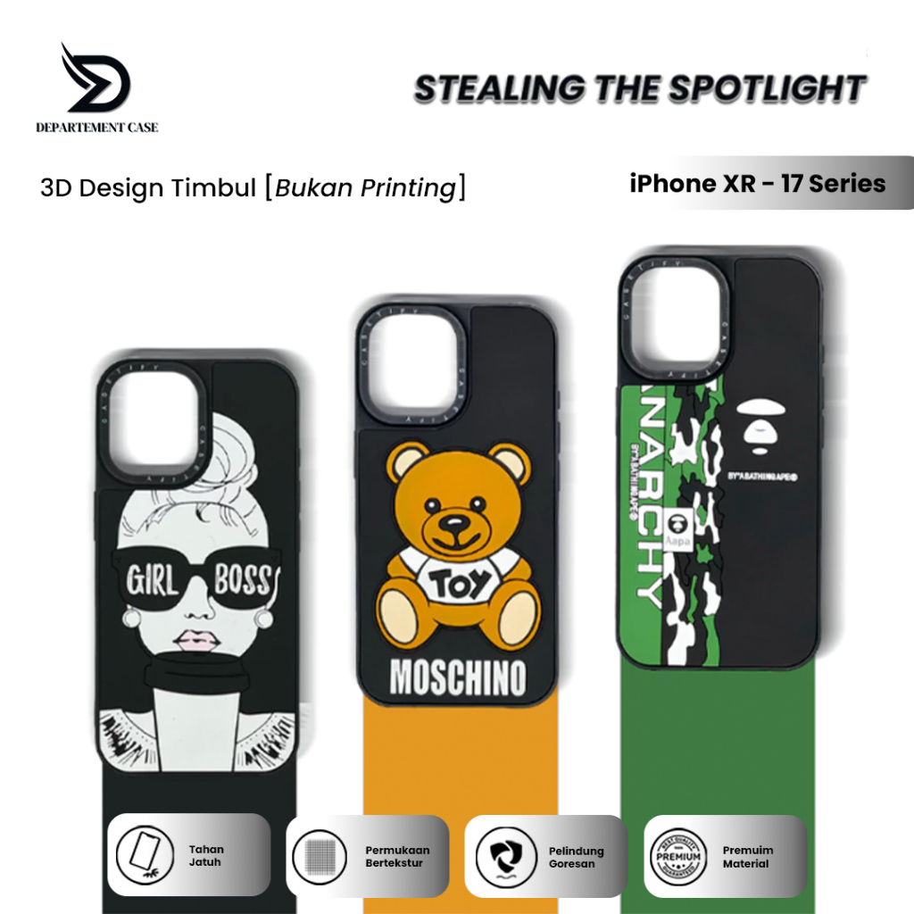 Case Iphone 7/8/Xs Max/Xr/11/12/13/14/15/16/17 Pro Max Plus Mini Motif girl boss beruang bape Stylis