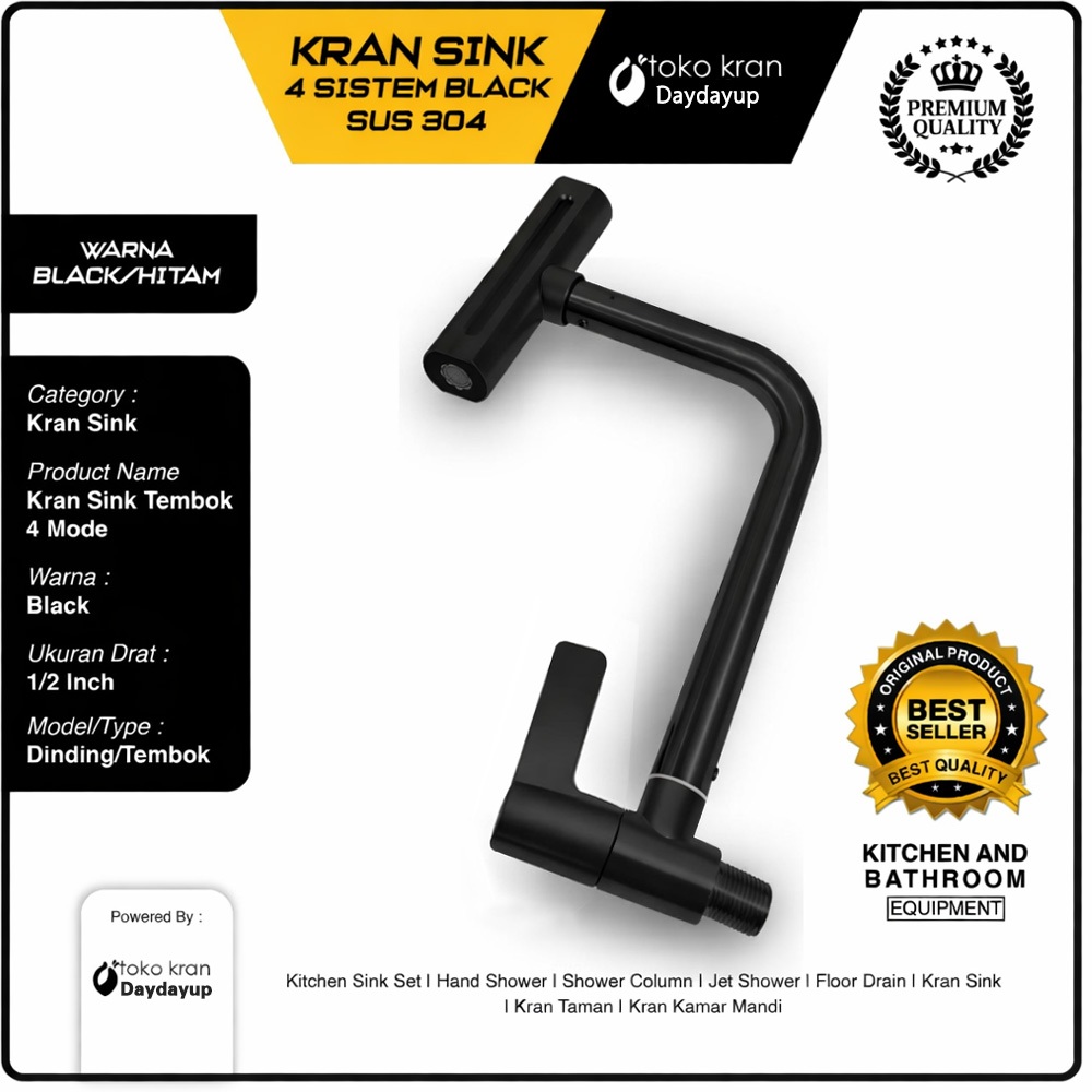 KRAN AIR TERJUN 4 MODE TYPE TEMBOK/KRAN SINK TEMBOK WASTAFEL/KRAN SINK TEMBOK AIR TERJUN/KRAN SINK T