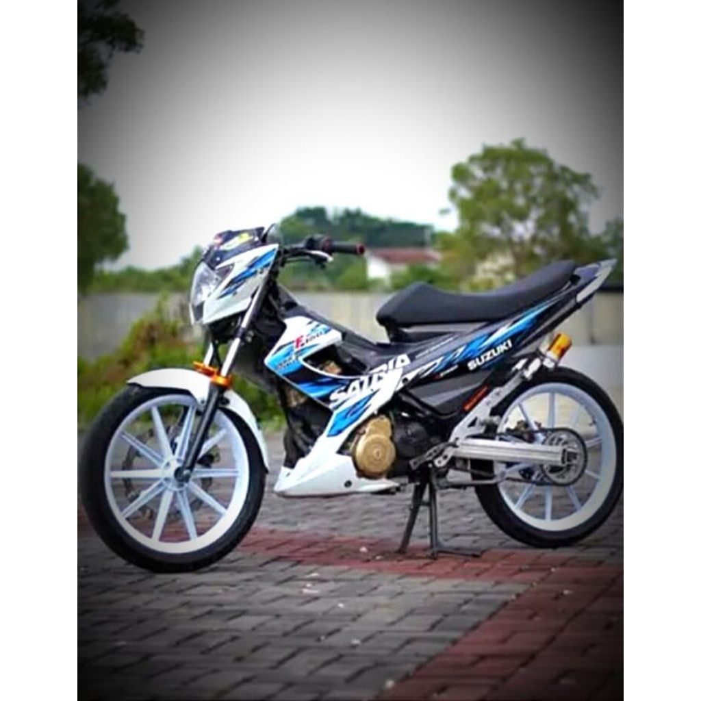 Striping Lis Sticker Motor Suzuki Satria Fu 2013 Putih Biru Sriping Lis Sticker Standar Original Suz