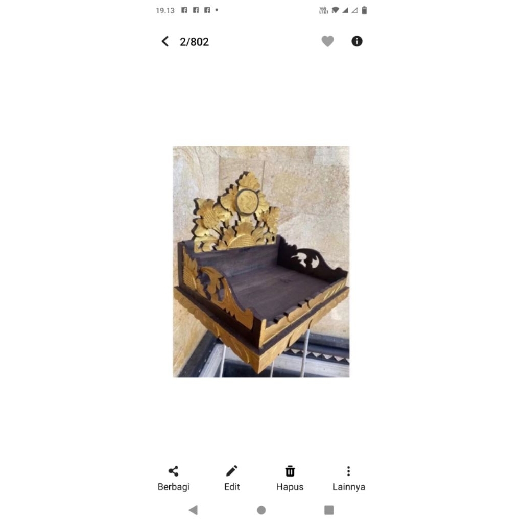 Pelangkiran premium kayu cempaka uk.+- 38cm