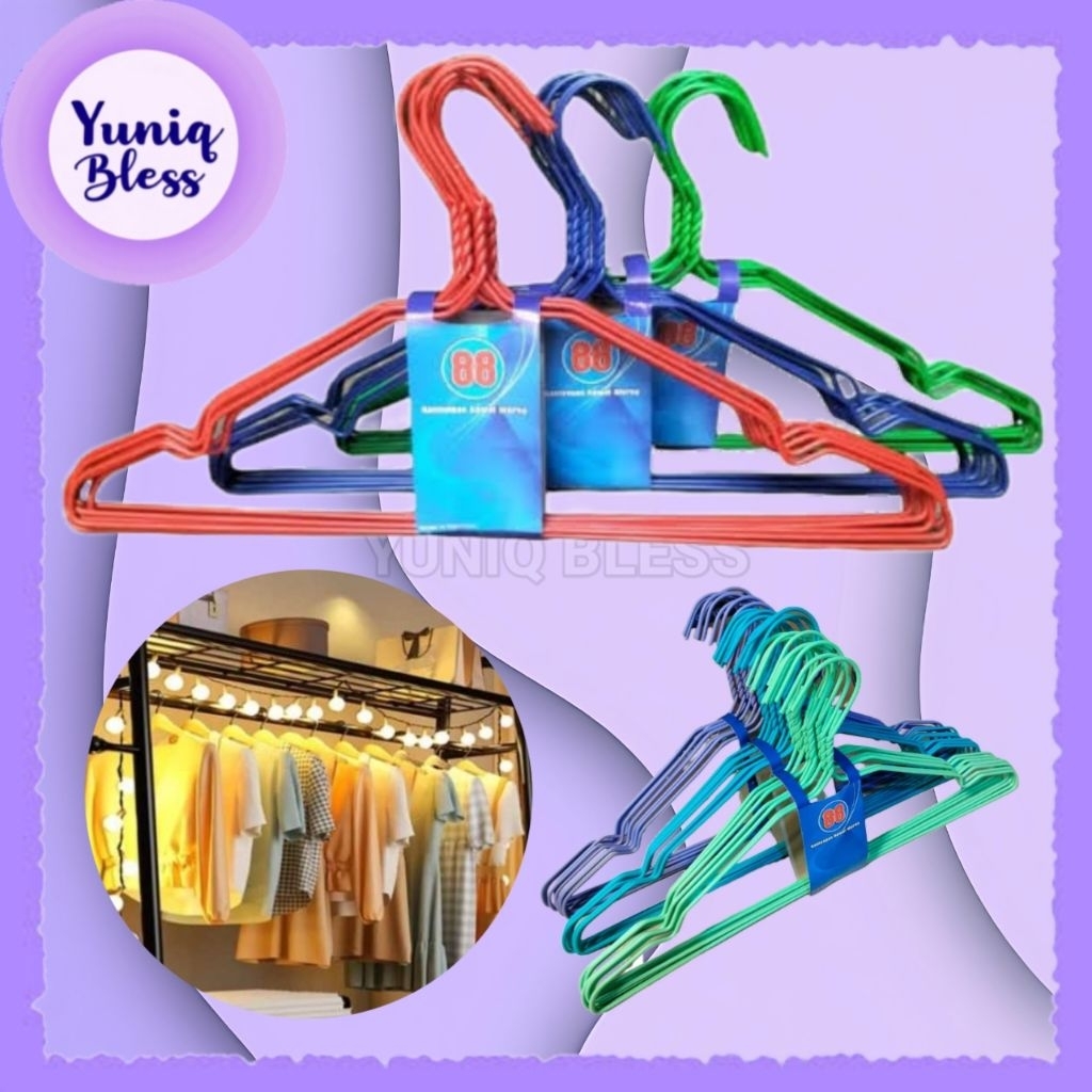 Hanger Baju Hanger Besi Gantungan Baju Warna Warni Lapis Plastik PVC Jemuran