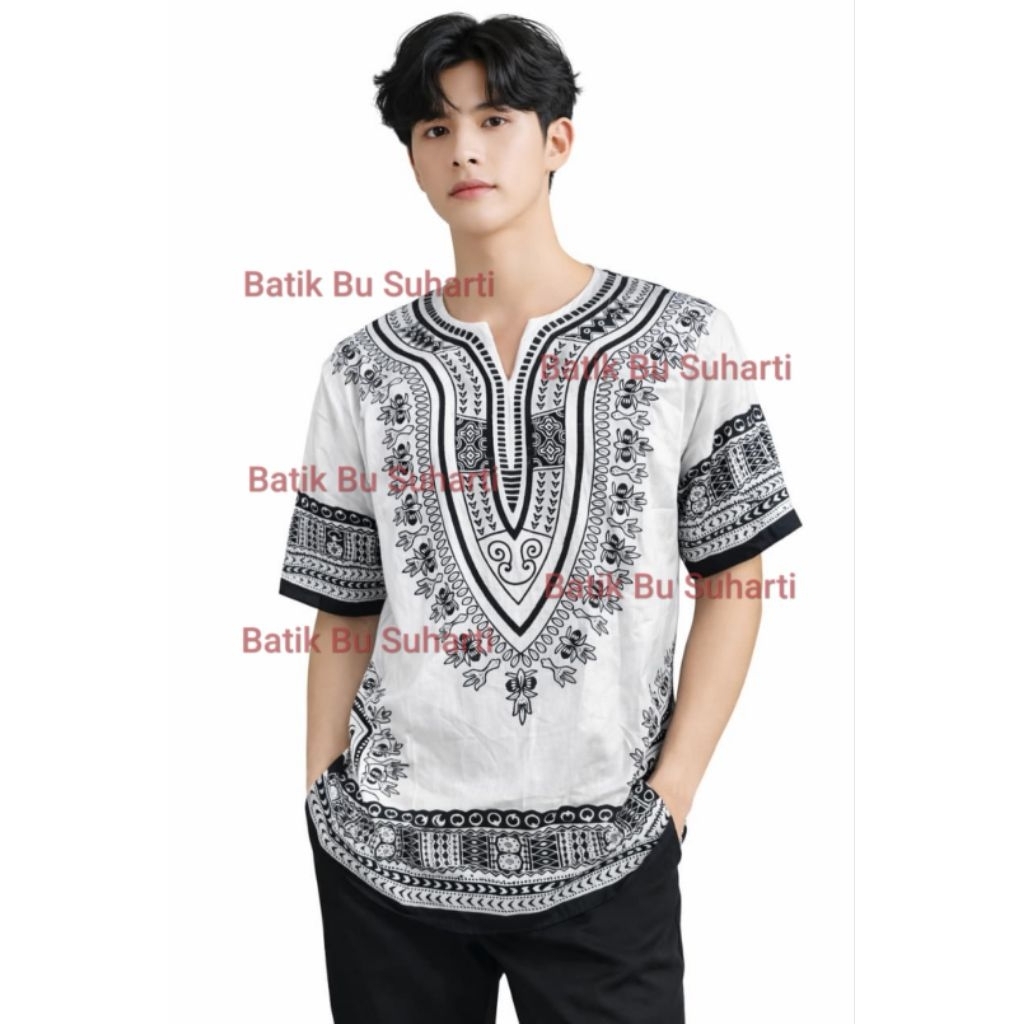 KAOS MALIOBORO ETNIK TERLARIS BARONG JOGJA MALIOBORO BOHEMIAN  DASHIKI PUTIH | KAOS RYON | KAOS MOTI