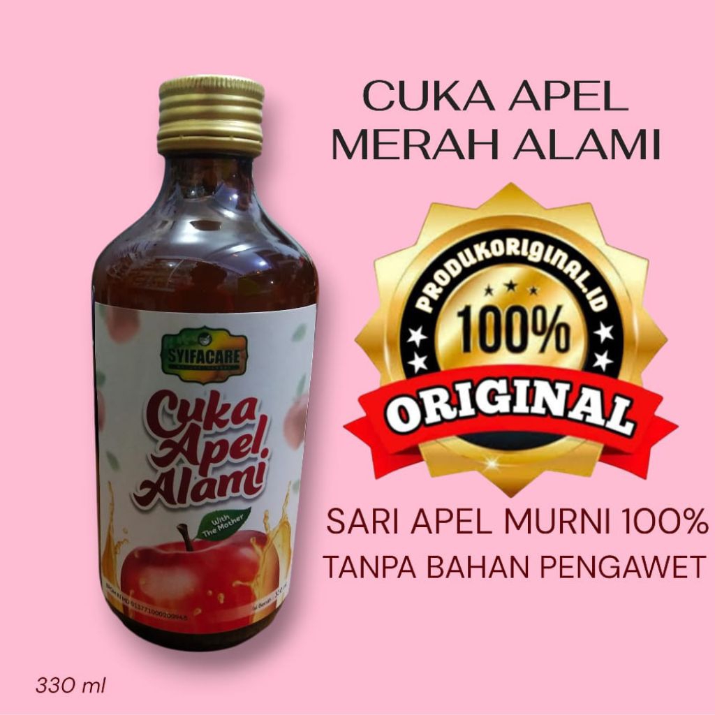 CUKA APEL MERAH sari apel murni100% tanpa bahan pengawet botol330 ml
