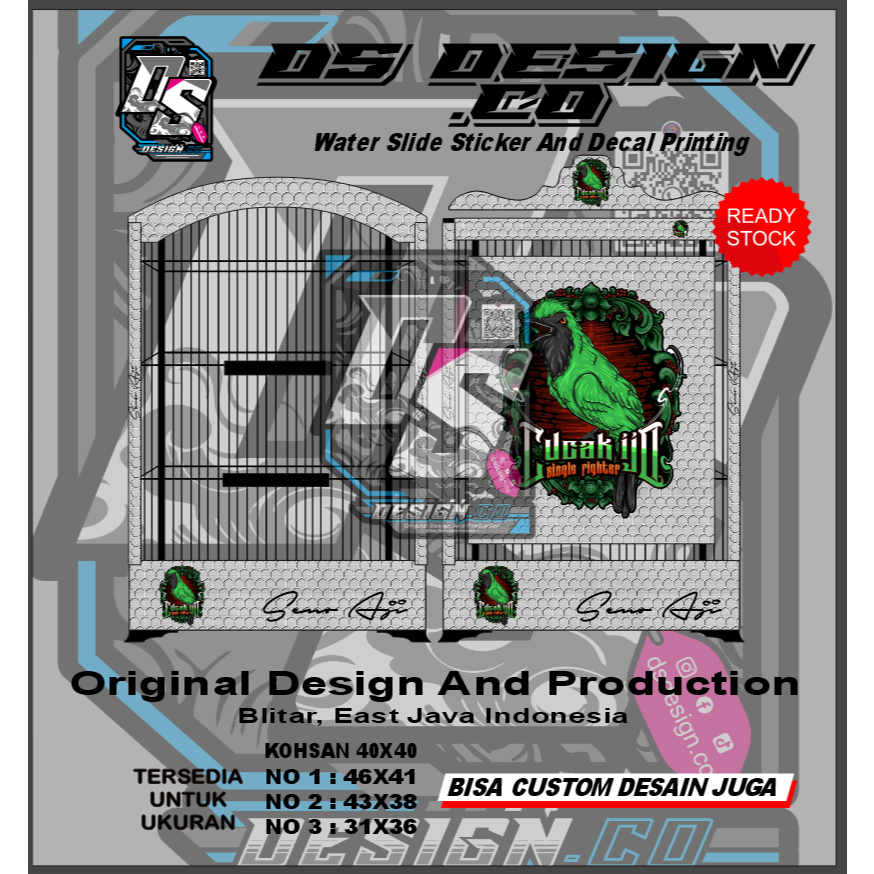 water slide decal sangkar no 2 hexagonal carbon by request