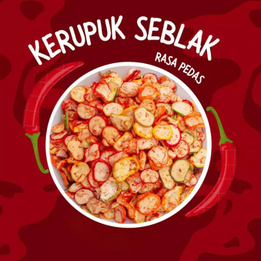 Krupuk Seblak Bantet Kering/ Kripik Seblak Pedas Mantap Bumbu Kencur