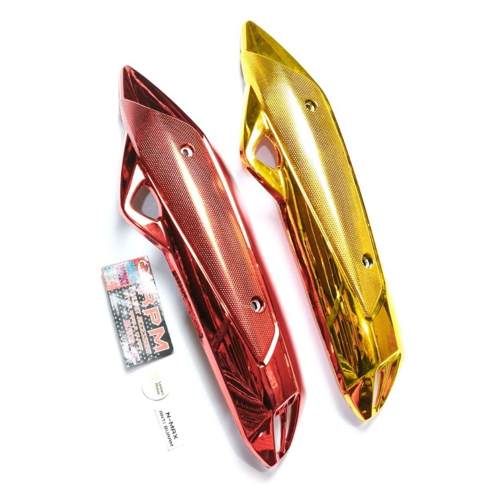 COVER KNALPOT / TUTUP KNALPOT NMAX OLD 2015-2019 MERAH DAN GOLD ANTI BURAM