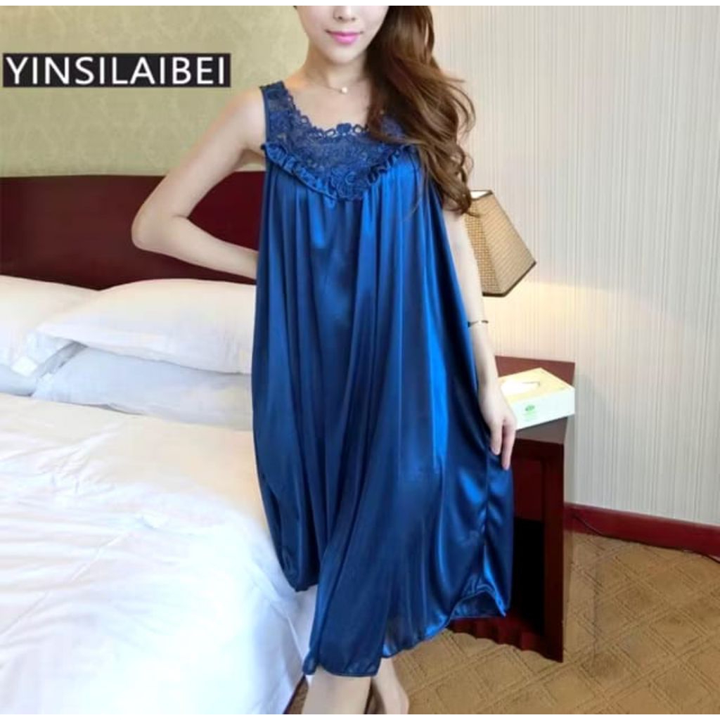 Daster Baju tidur wanita daster Happy satin renda. L/xxl