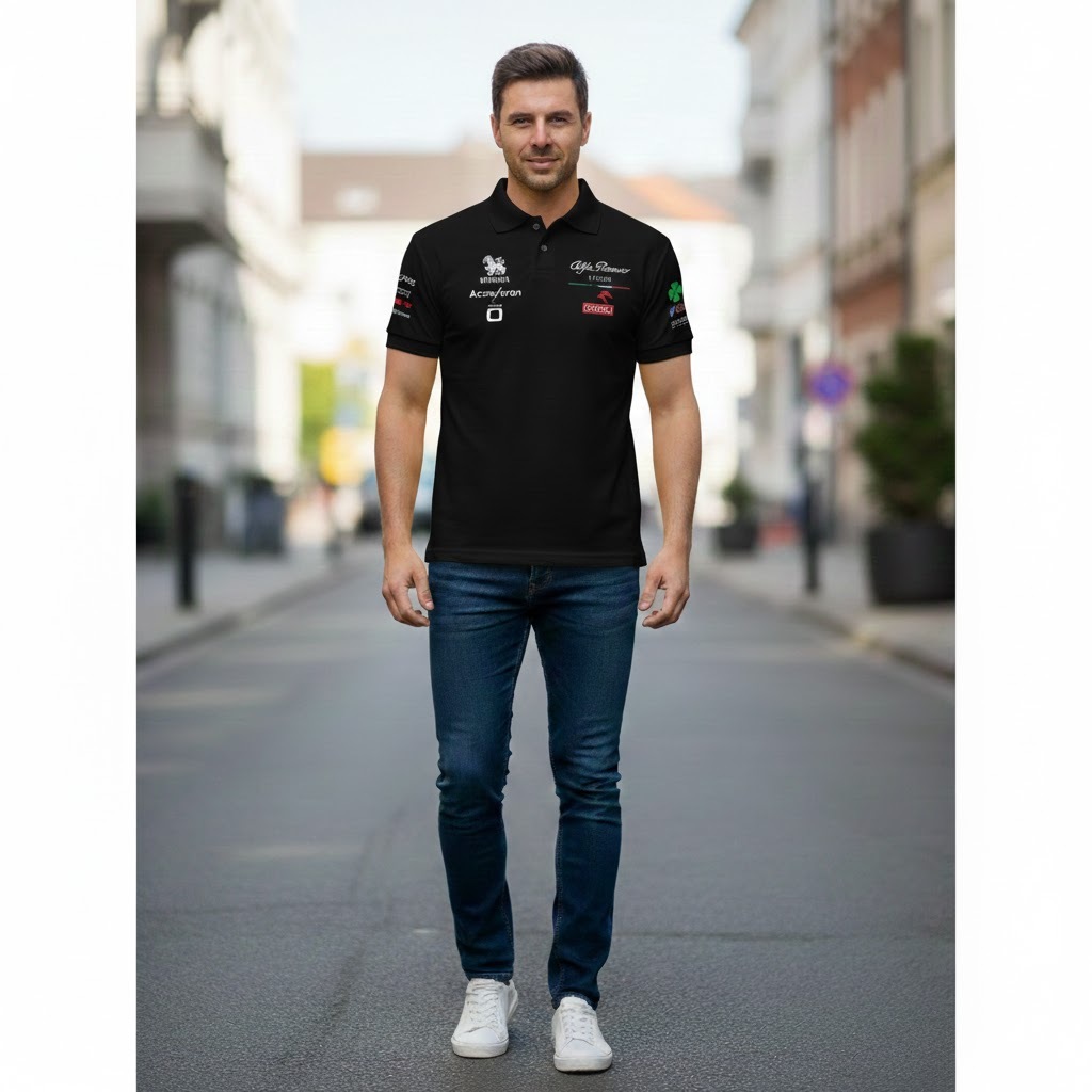 Polo Shirt Alfa Romeo F1 Team Black – Official Motorsport Edition  Kaos Polo Alfa Romeo F1 ORLEN – P