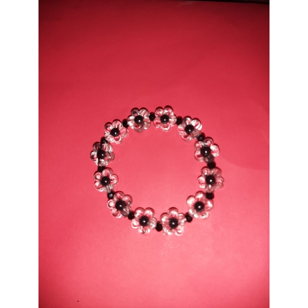 Gelang Manik Kristal hitam bunga