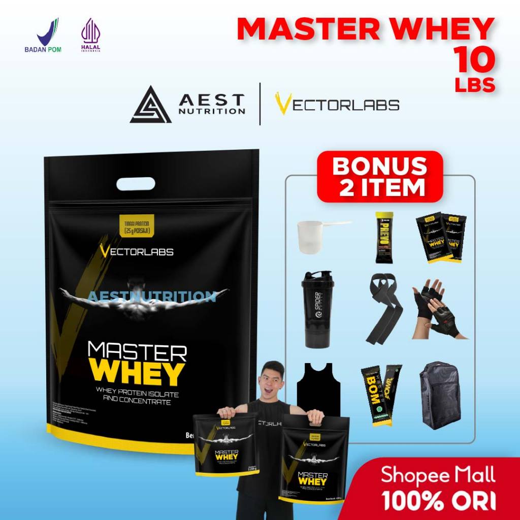 Vectorlabs Master Whey 10 lbs 4500 gram Susu Protein Shake Isolate Concentrate Supplement