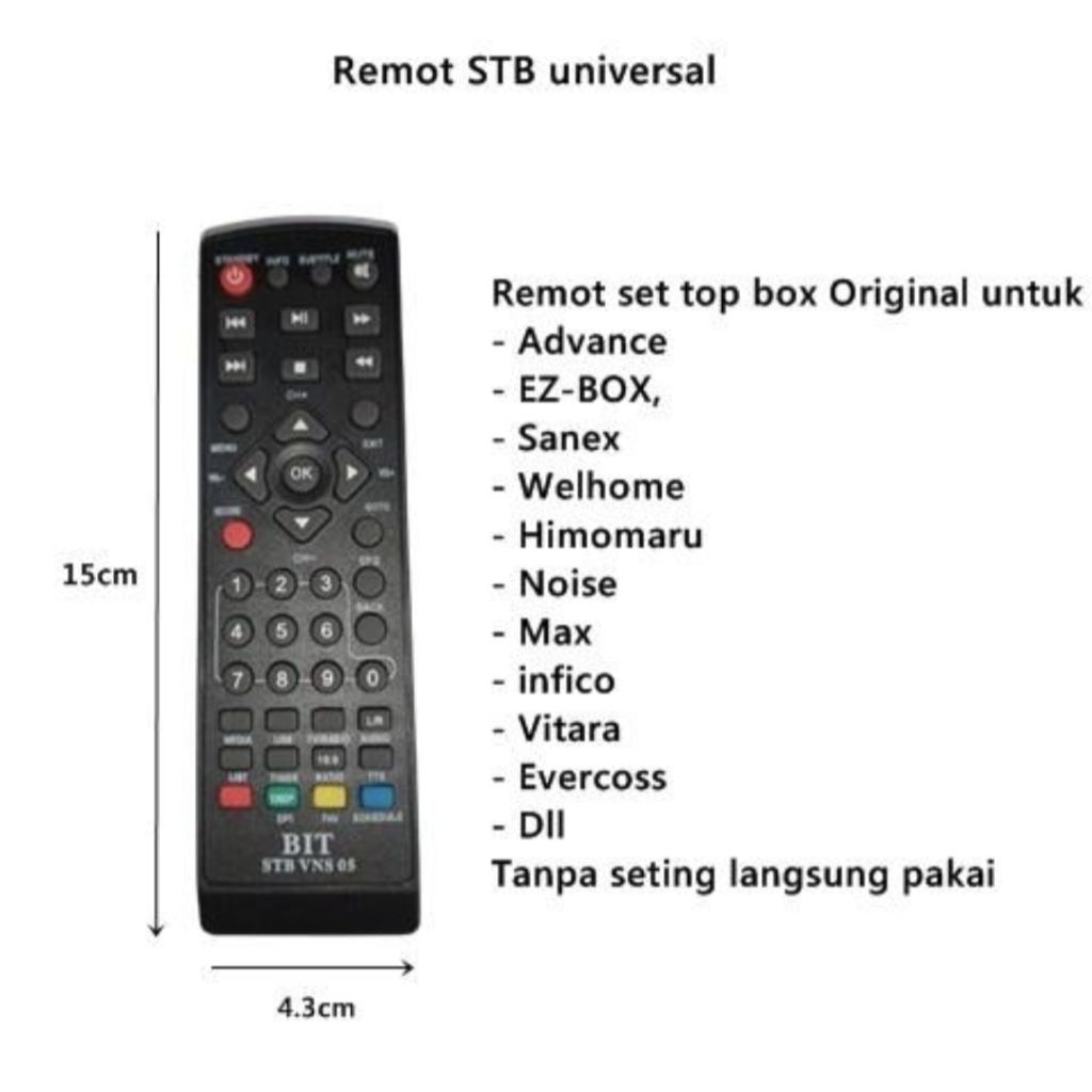 Remot Set Top Box / Remote STB Universal hinomaru/pioline/Luby/wellhome