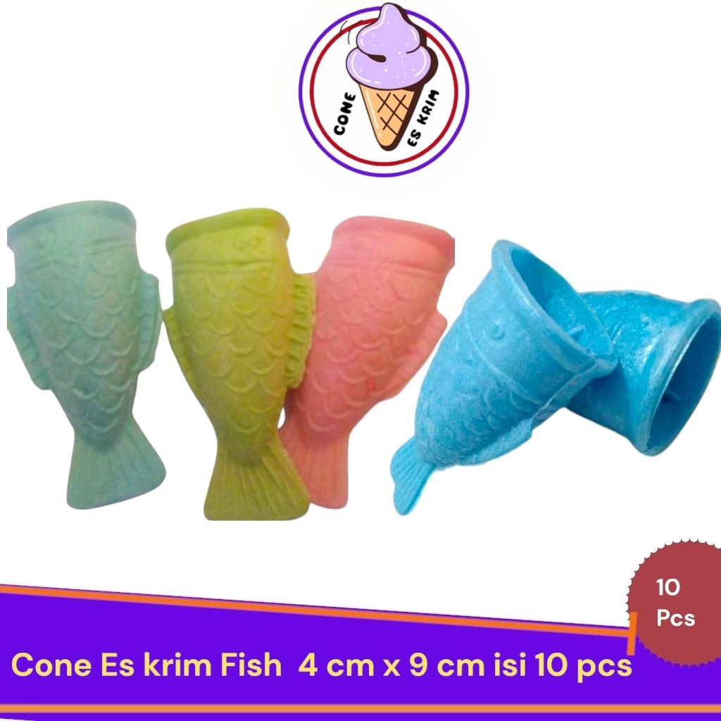 Cone Es Krim Fish ikan 4cm x 9cm isi 10pcs