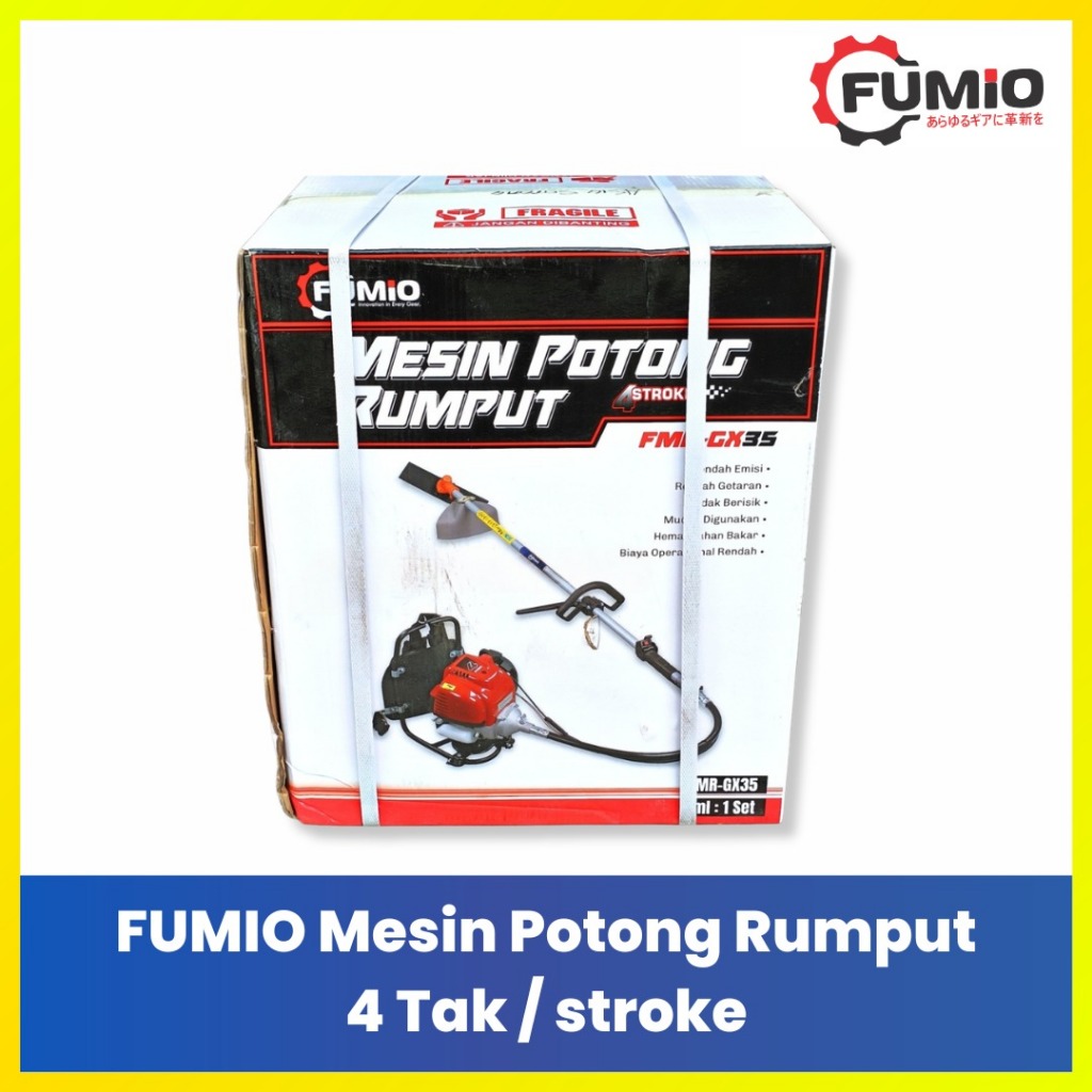FUMIO Alat Potong Rumput 4 Stroke High Torque - Mesin Gendong Padi & Rumput Profesional