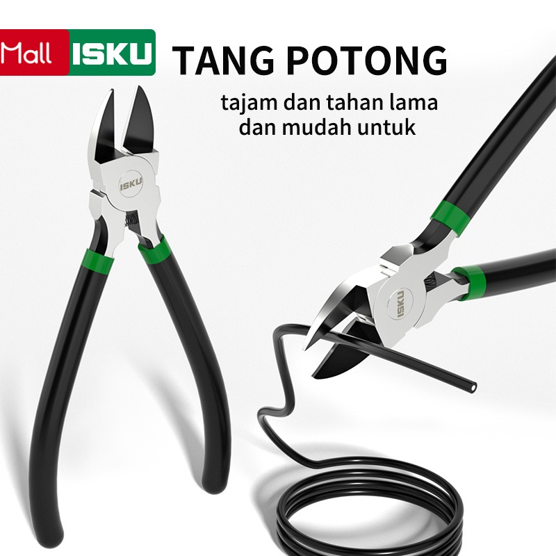 ISKU Tang Potong Kawat 6 inch Bahan Chrome vanadium steel Plastic Alat Perkakas Cutting Nippers 6 in