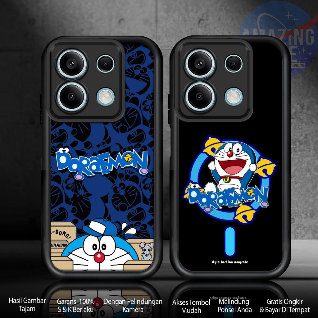 Softcase Glass kaca For REDMI NOTE 13 5G DORAEMON Casing Handphone Case Hp Procamera