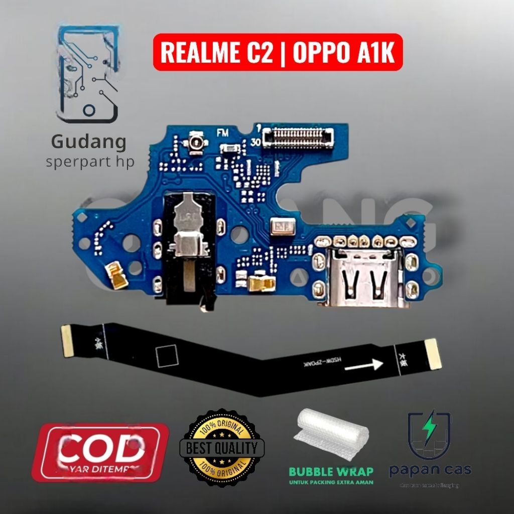 HP REALME C2 | OPPO A1K FLEXIBLE CON T/C + CON H/F + MIC / PAPAN CAS ORIGINAL