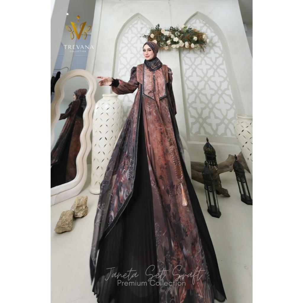 JANETTA SET SCARF BY TREVANA / GAMIS SYARI TREVANA / GAMIS SYARI LEBARAN / BAJU SYARI BRANDED