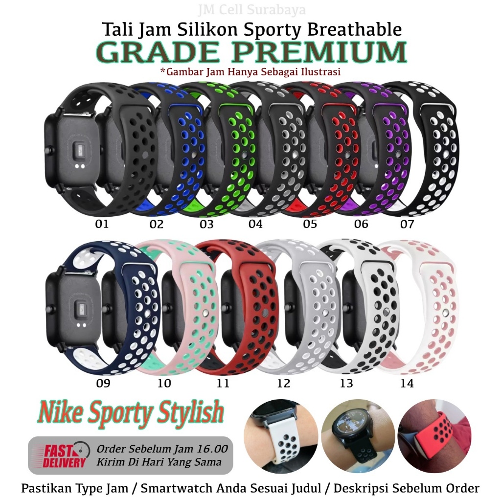 NKL Strap Smartwatch Morein GT 1 GT1 GT 2 GT2 S1 Plus S2 GPS  - Tali Jam Tangan 22mm Sporty Stylish
