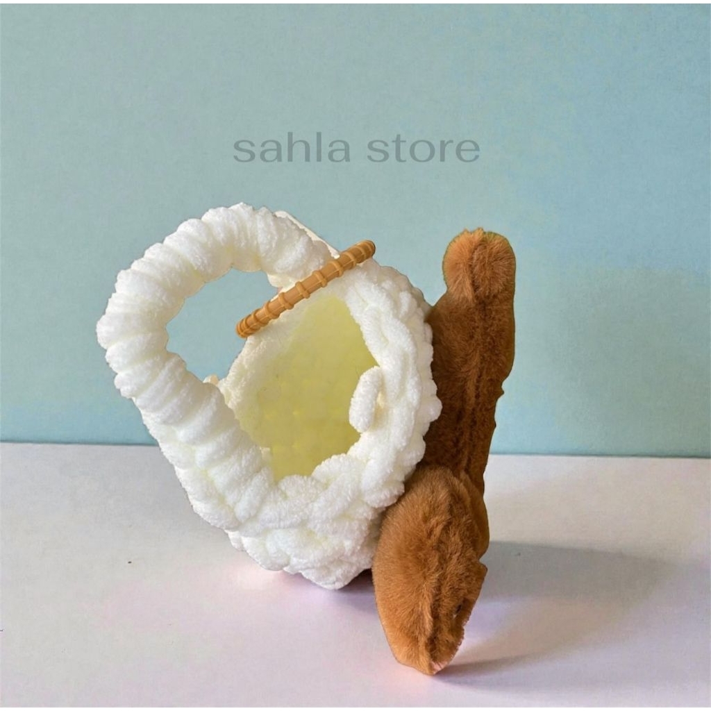 Ganci Tas Mini Rajut Chunky Knit - 2in1 Pouch Coin & Gantungan Kunci Boneka Bulu