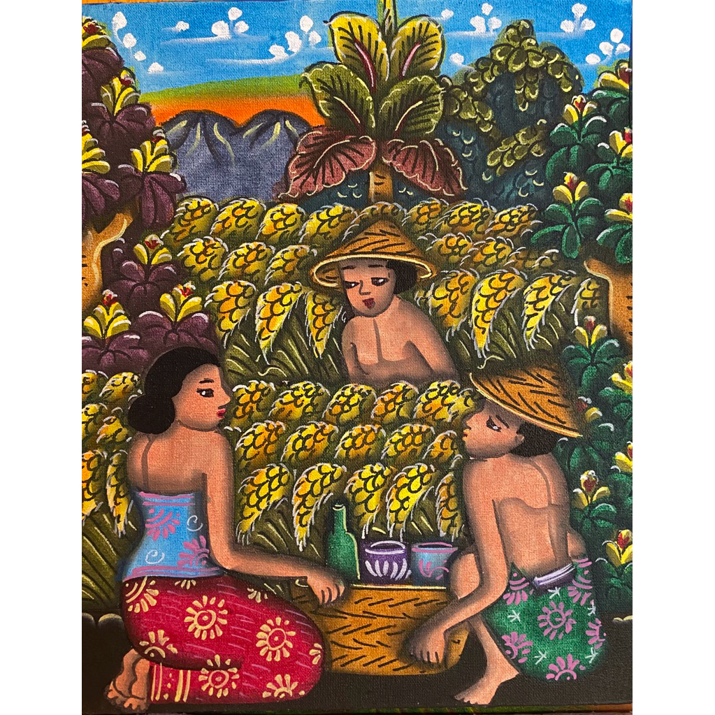 lukisan Young artis Bali, lukisan tradisi, lukisan Canvas, lukisan buatan tangan