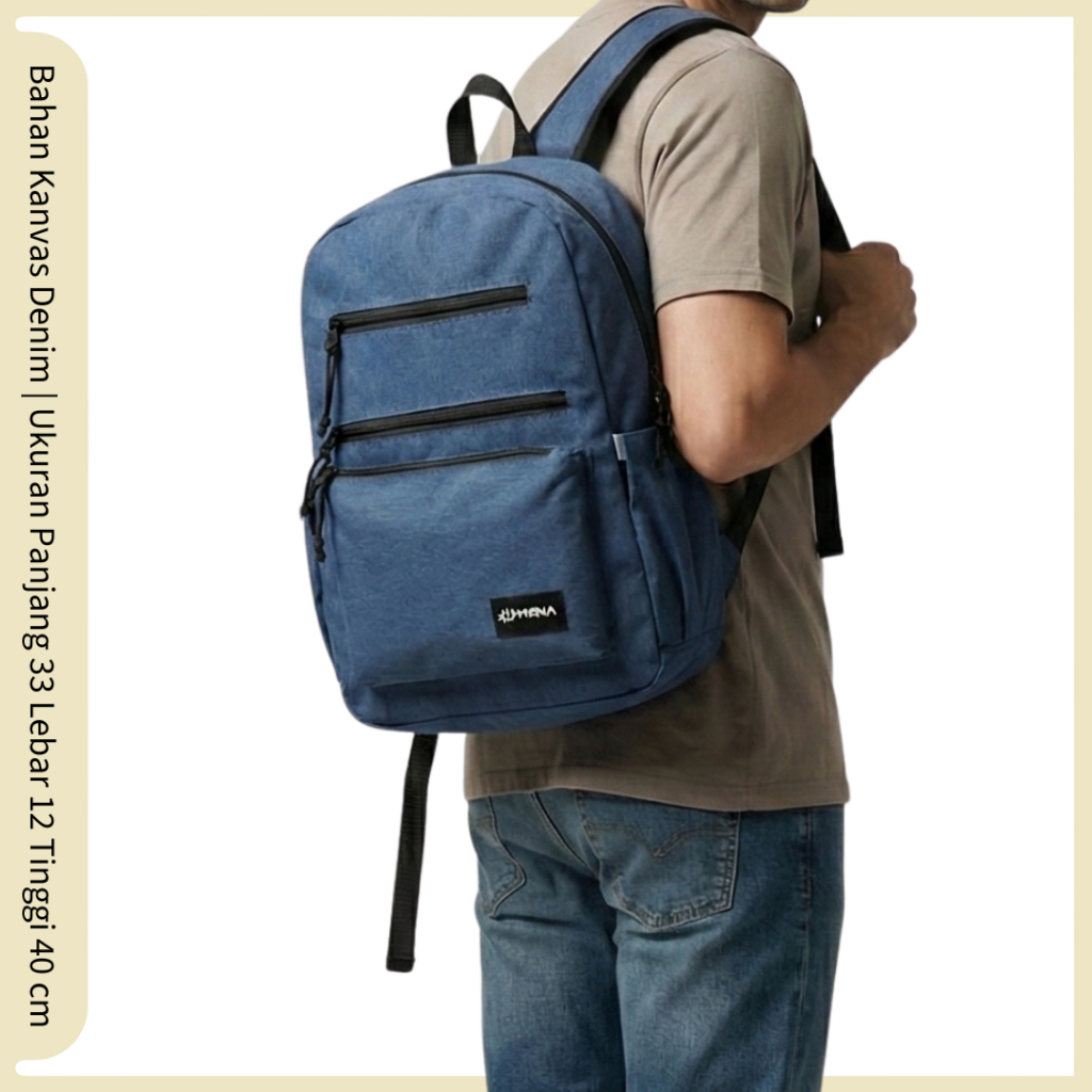 (PROMO) KANVAS  TAS RANSEL PRIA KAIN BACKPACK SEMARANG BUAT TRAVEL PUNGGUNG BAG SEKOLAH LAPTOP