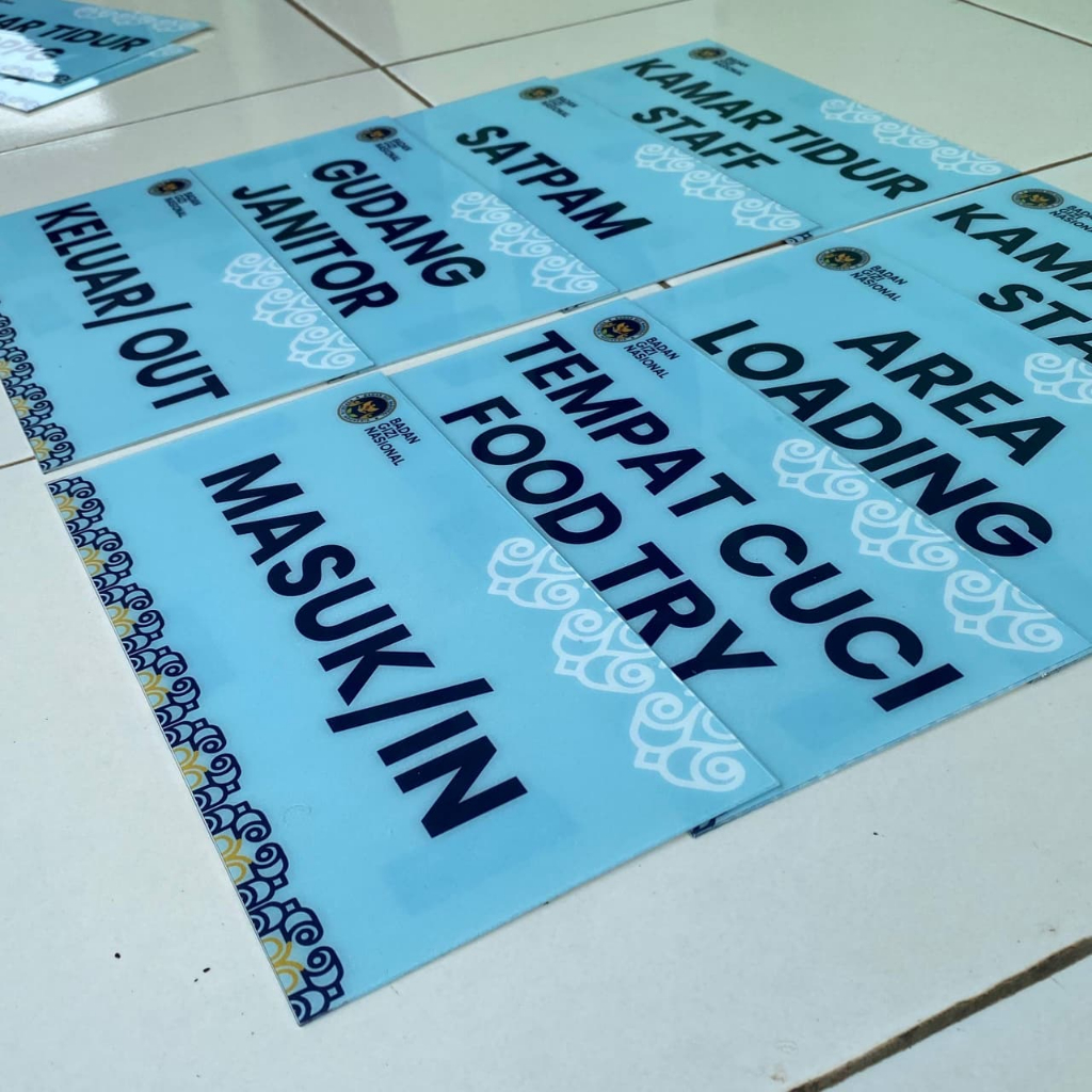 Akrilik Papan Nama Ruang Gedung BGN SPPG MBG, Custom Stiker Nama Ruang Dapur MBG 30 X 20 CM - B500
