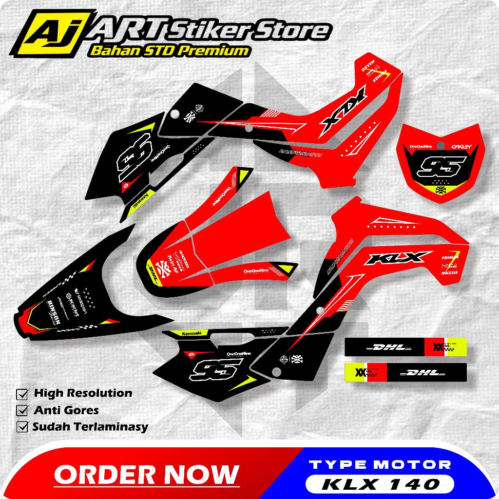 Stiker Sticker Decal Full Body KLX 140 - Stiker Variasi Dekal KLX 140 Desain Simpel AJRT.07