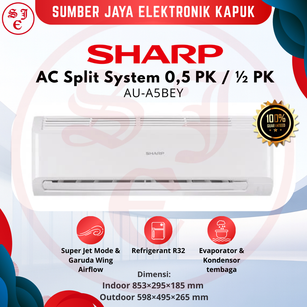 Sharp AUA5BEY 1/2PK AC Split Garuda Series untuk Rumah