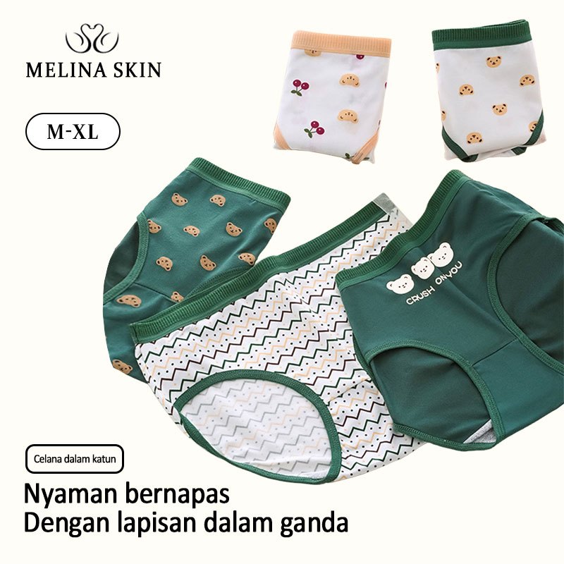 (Indonesia Stock)Melina Skin 5PCS / Set Dalam Wanita Celana Pendek Wanita Celana Pendek Seksi Celana
