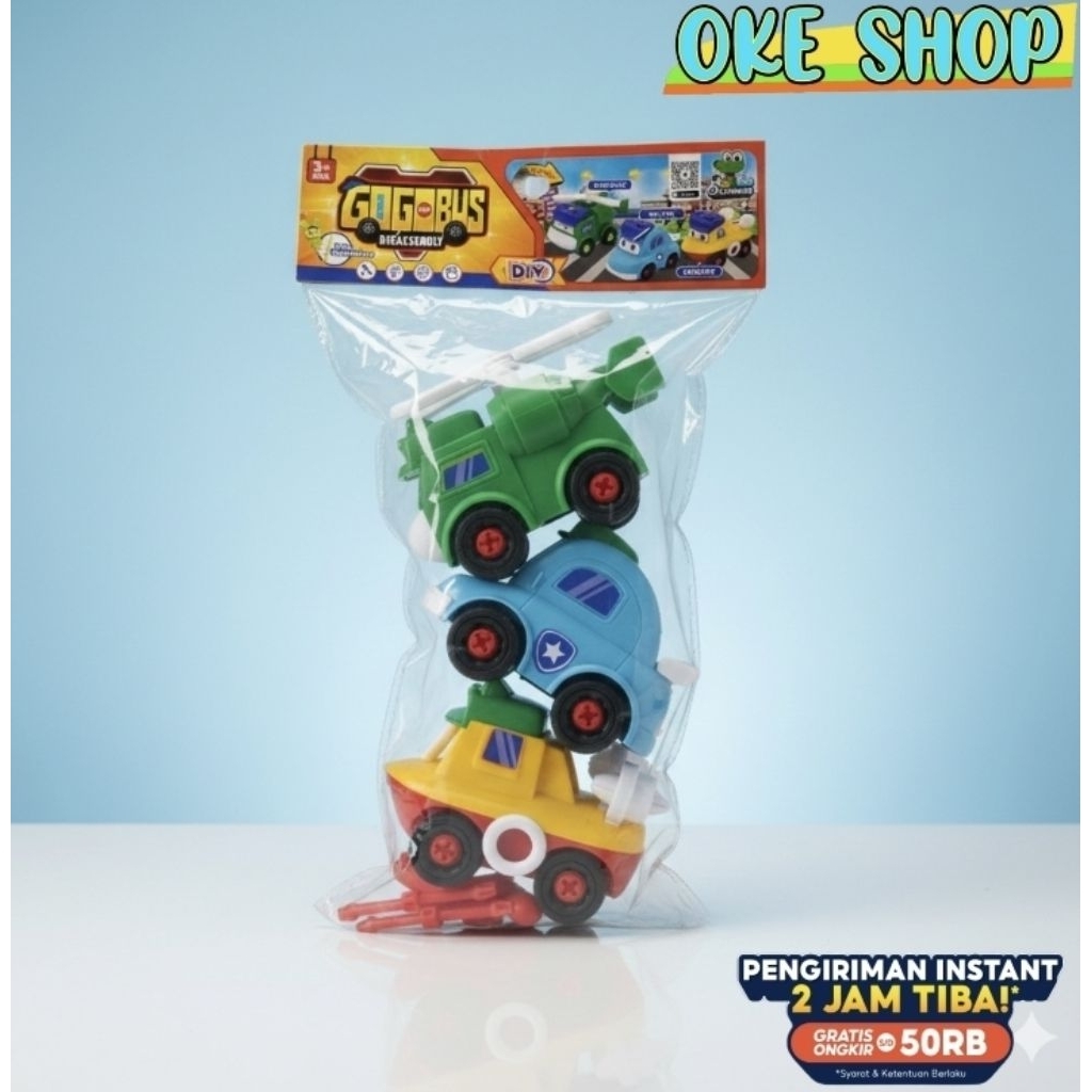 Mainan Gogo Bus DIY Disassembly - Set Kendaraan Bongkar Pasang