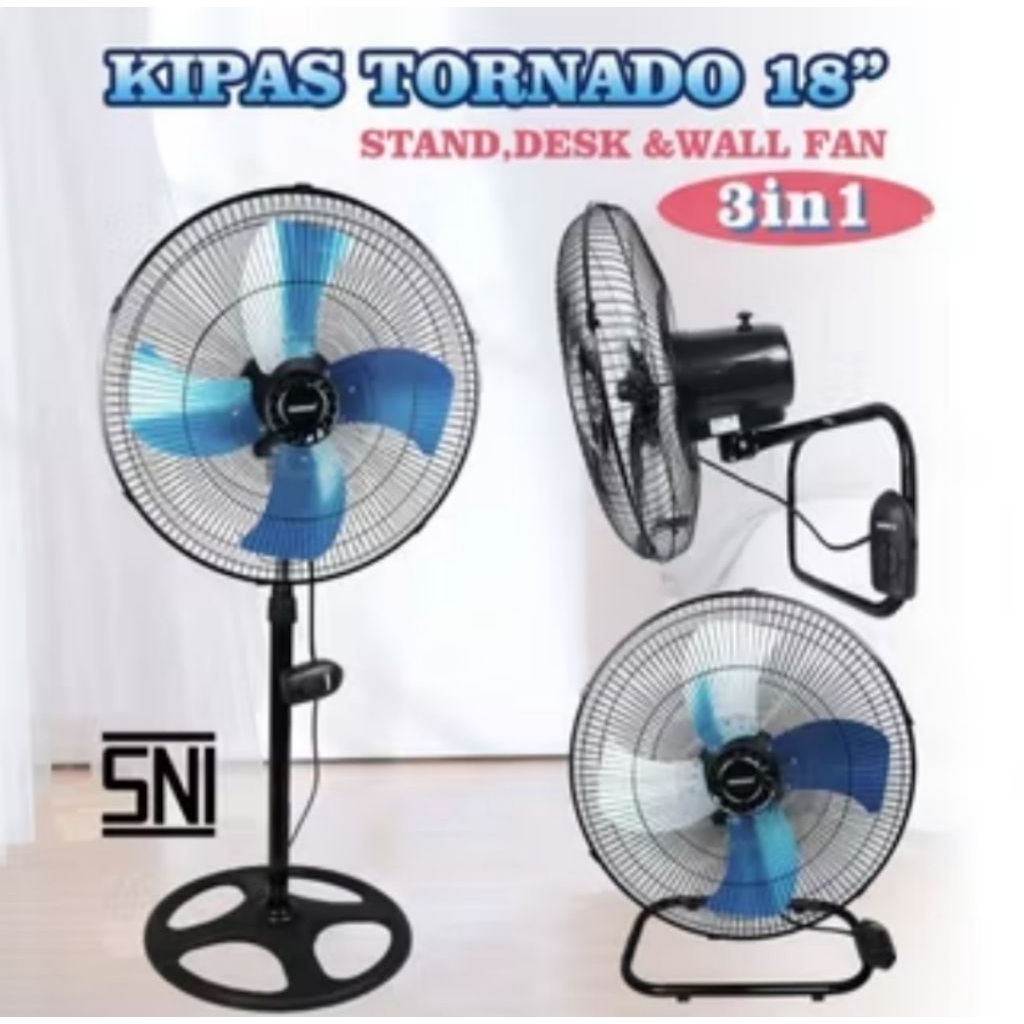 KIPAS ANGIN SOGO TORNADO 3IN 1 18" BISA STAND FAN,WALL FAN,DESK FAN