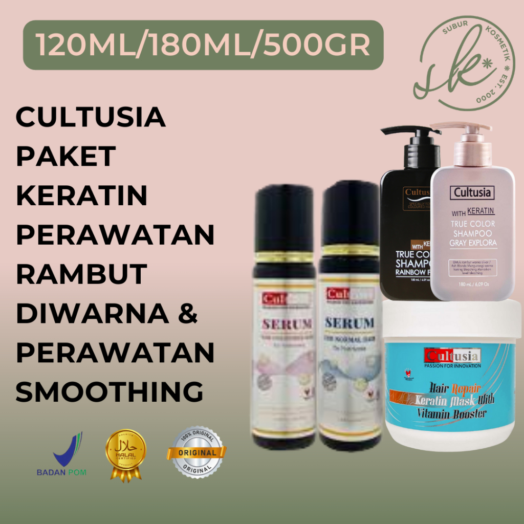Cultusia Paket Keratin Perawatan Rambut Diwarna & Perawatan Rambut Smoothing