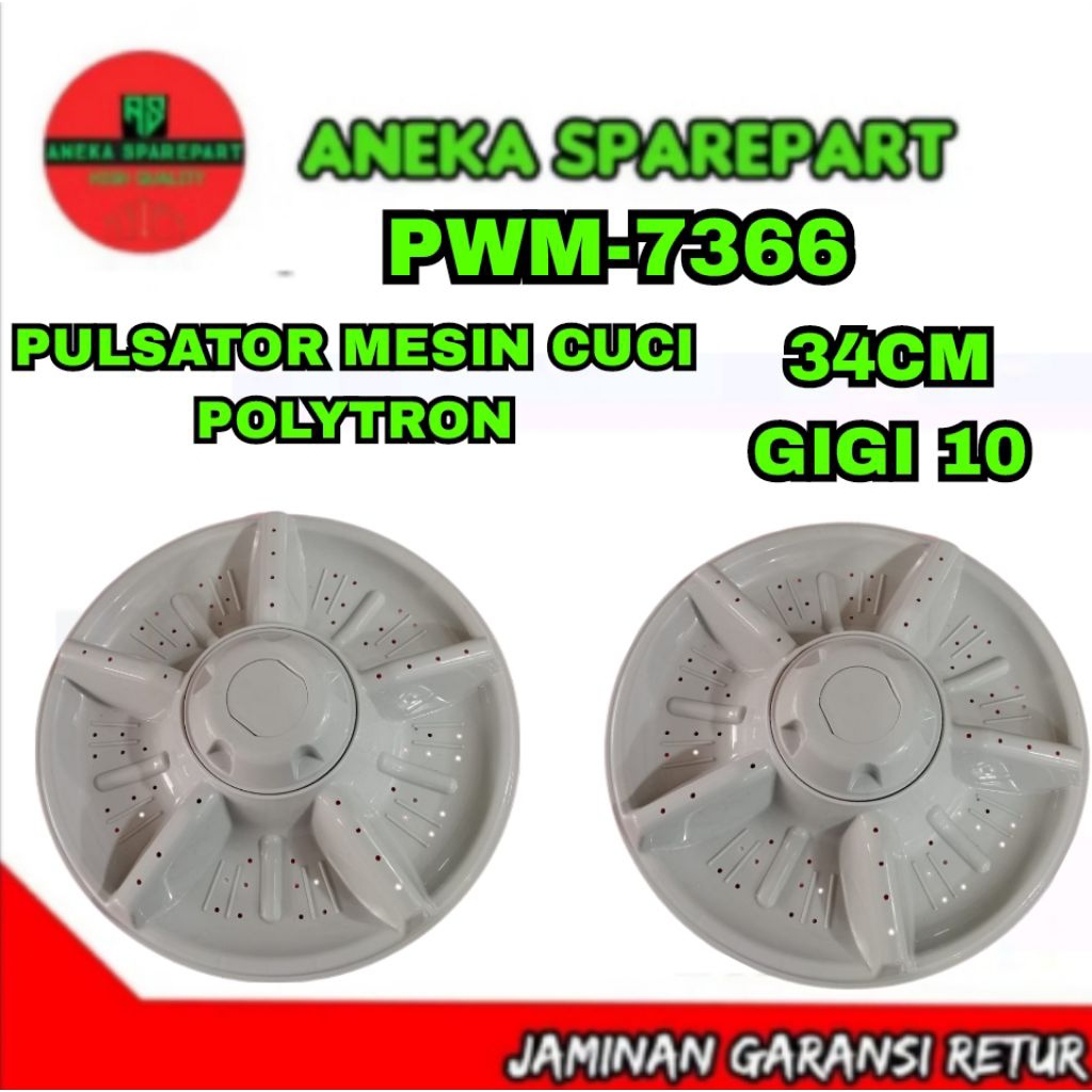 PULSATOR mesin cuci POLYTRON PWM-7366 34CM Gigi 10