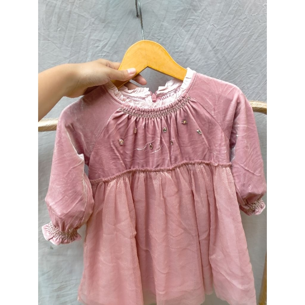 minkmui dress smocked velvet