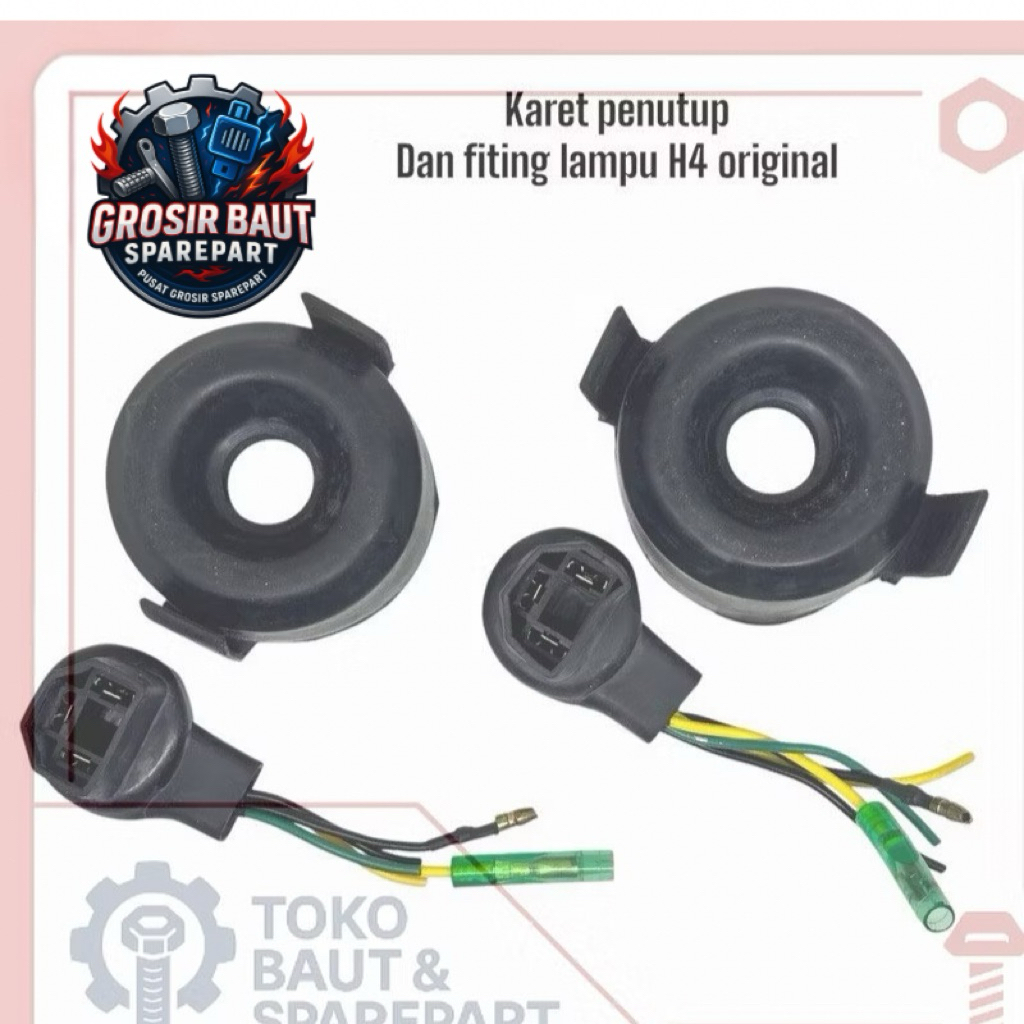 Soket H4 + karet tutup soket h4 (1set ) motor mobil universal ori