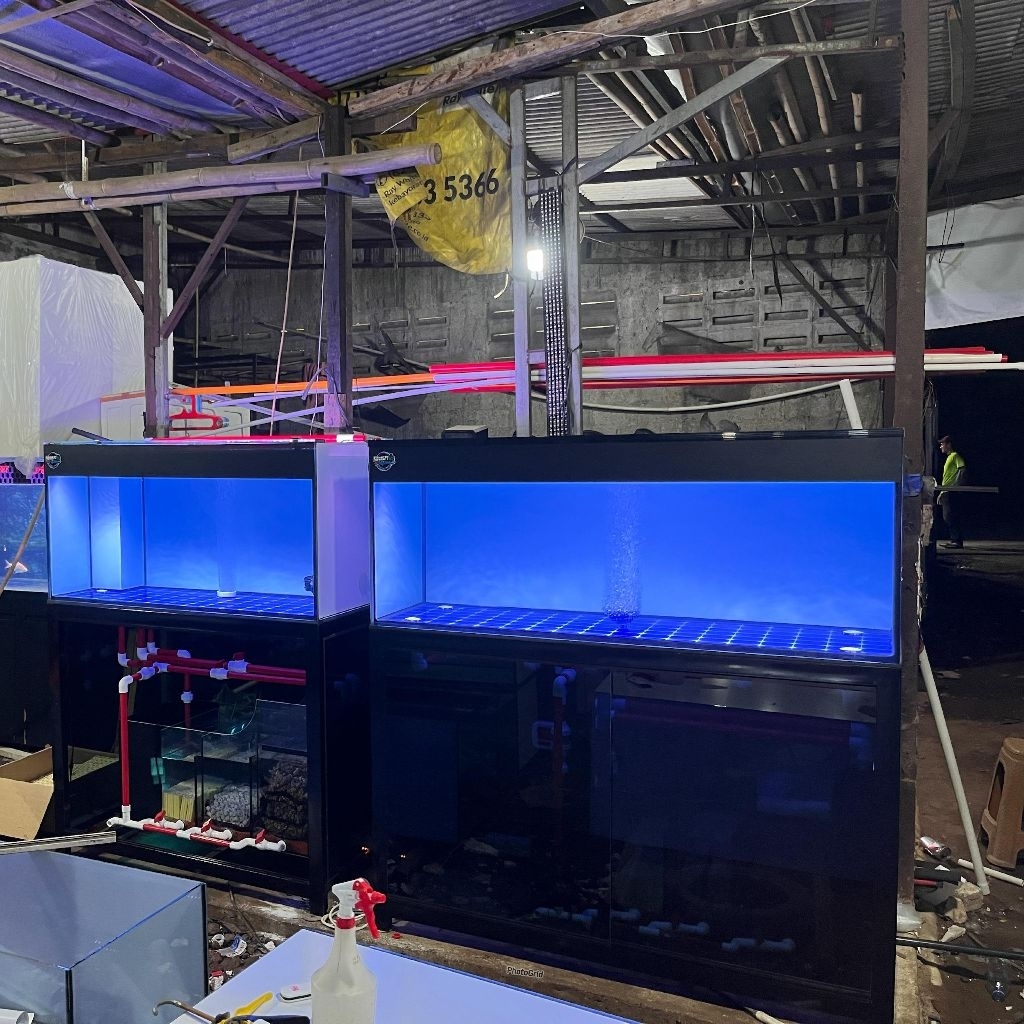 AQUARIUM SEMI KABINET SISTEM BOTOM DRAIN 150X60X60 FULL SET