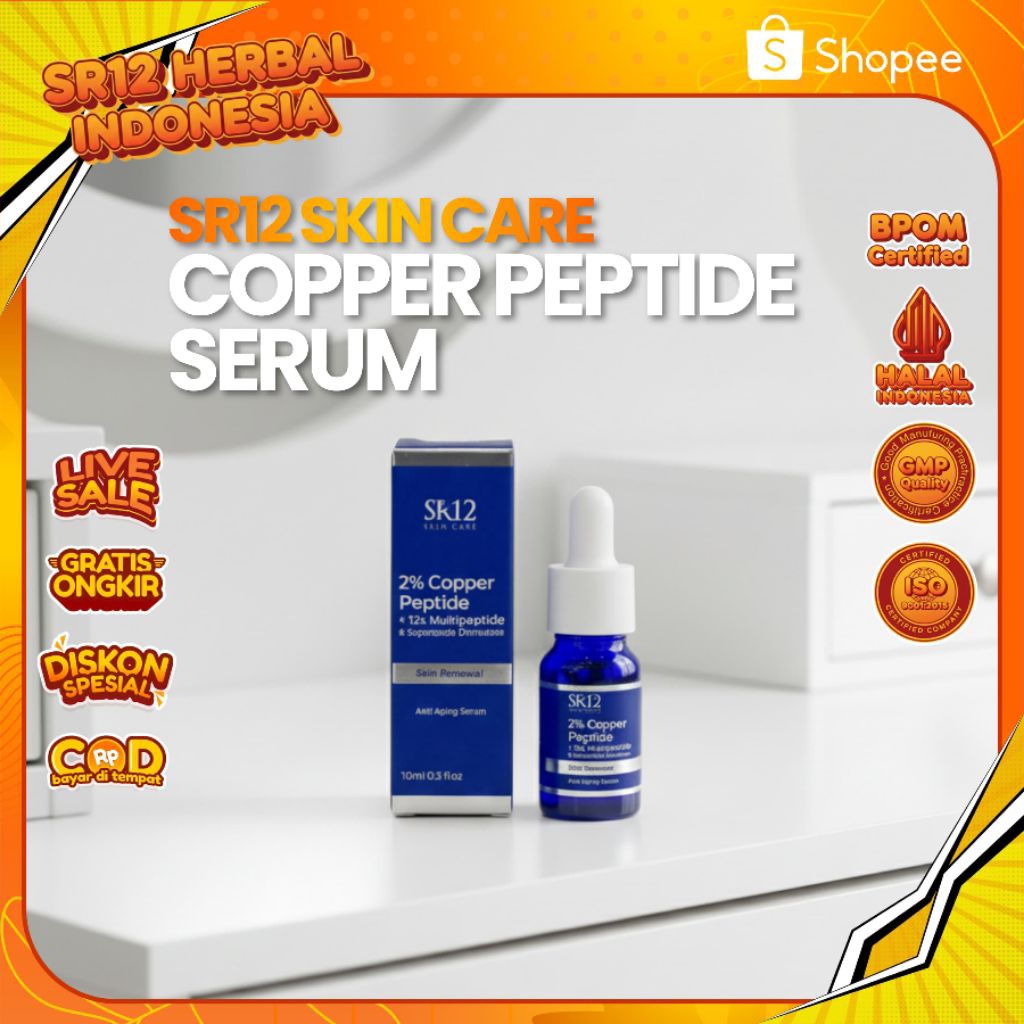 SERUM SR12 2% COPPER PEPTIDE SERUM COPPER PEPTIDE BPOM RESMI PRODUK LOKAL SERUM COPPER PEPTIDE TERBA